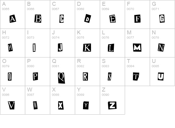 MysteryEF-Black uppercase A-Z preview