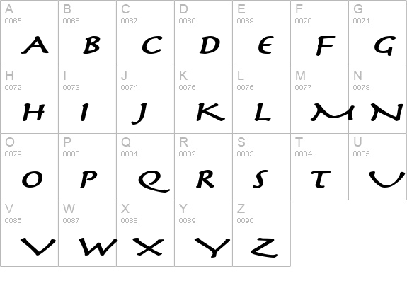 Mythology Extended BoldItalic uppercase A-Z preview