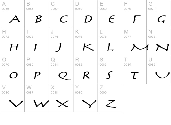 Mythology Extended Italic uppercase A-Z preview