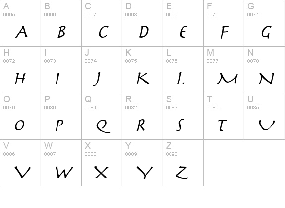 Mythology Italic uppercase A-Z preview