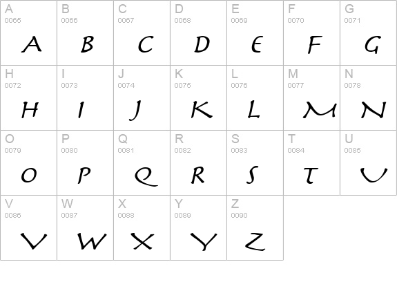 Mythology Wide Italic uppercase A-Z preview