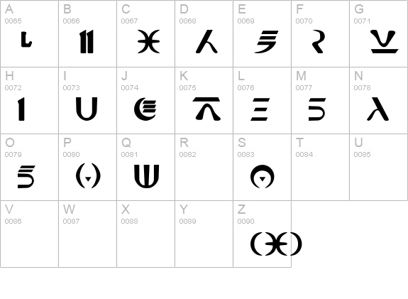 Naboo_Futhork uppercase A-Z preview