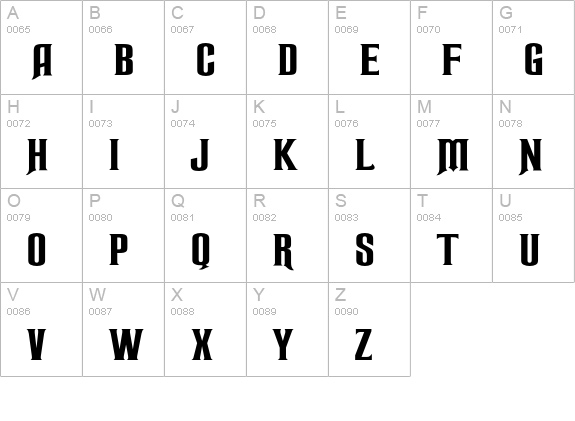 Nachtwache uppercase A-Z preview