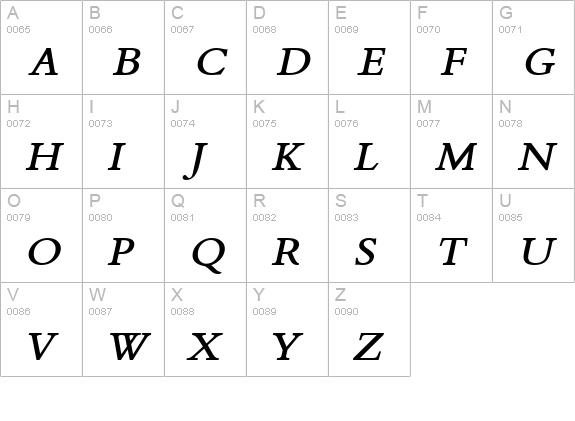Nadine 2 BoldItalic uppercase A-Z preview