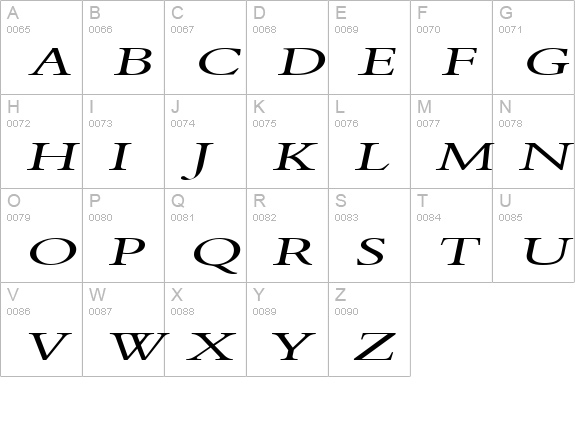 Nadine 2 Extended Italic uppercase A-Z preview