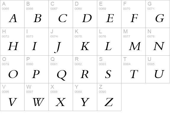 Nadine 2 Italic uppercase A-Z preview