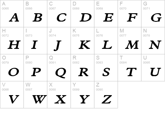 Nadine Condensed Bold Italic uppercase A-Z preview