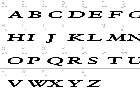 Nadine Extended BoldItalic uppercase A-Z preview