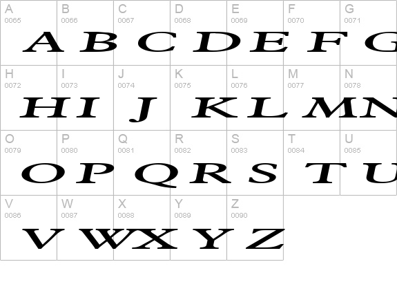 Nadine Extended Italic uppercase A-Z preview
