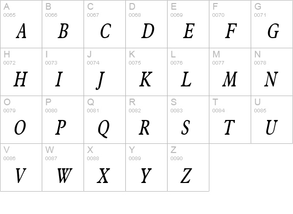Nadine Thin Italic uppercase A-Z preview