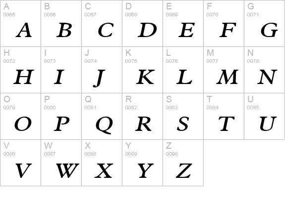 Nadine Wide Italic uppercase A-Z preview