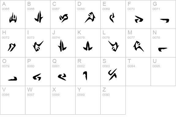 Nal-Huttese uppercase A-Z preview