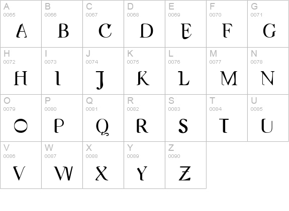 Nameless-Regular uppercase A-Z preview