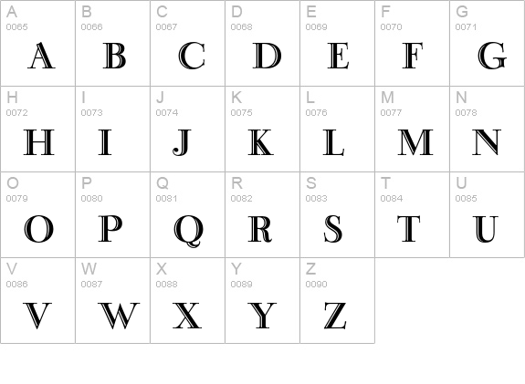 Narcissus-Roman uppercase A-Z preview