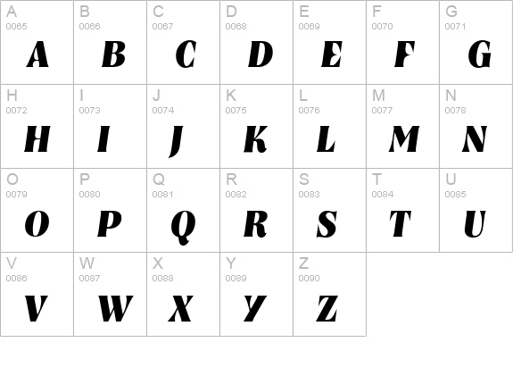 NashvilleSerial-Xbold-Italic uppercase A-Z preview