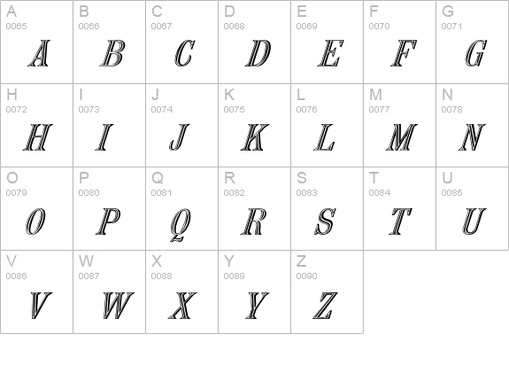 Nauert-Italic uppercase A-Z preview
