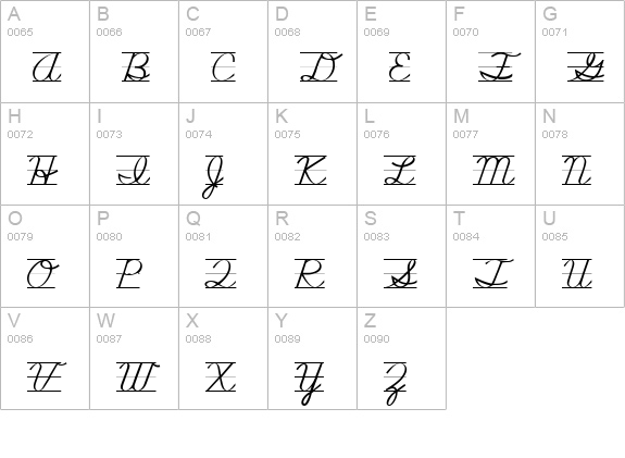 NealCurieRuledSH uppercase A-Z preview