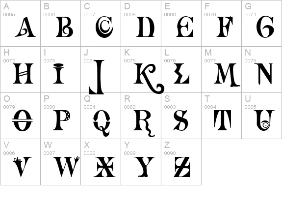 Necromantic uppercase A-Z preview