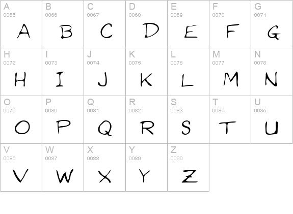NedsHand Regular uppercase A-Z preview