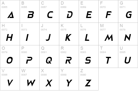 NEOTERIQUE Italic uppercase A-Z preview