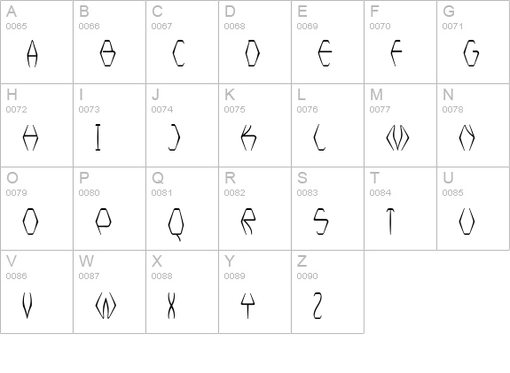 NerdishHex uppercase A-Z preview