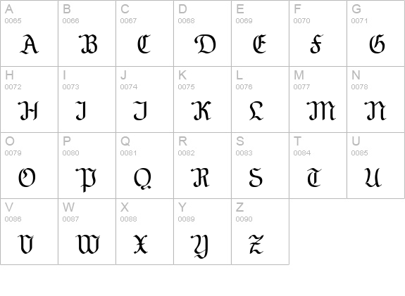 NeuAltisch uppercase A-Z preview
