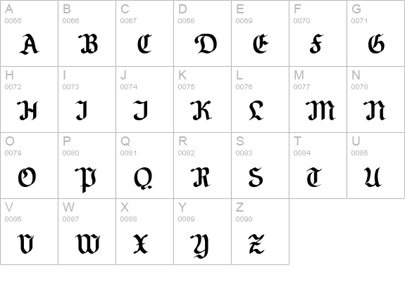 NeuAltisch Bold uppercase A-Z preview