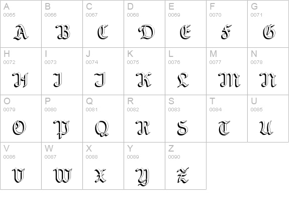 NeuAltischShadLeft uppercase A-Z preview
