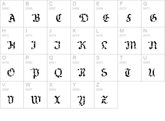 NeuAltischWormEaten uppercase A-Z preview