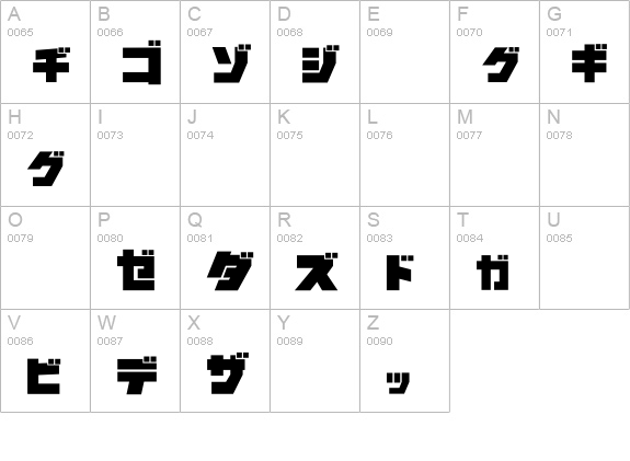 NEURONA-Katakana uppercase A-Z preview