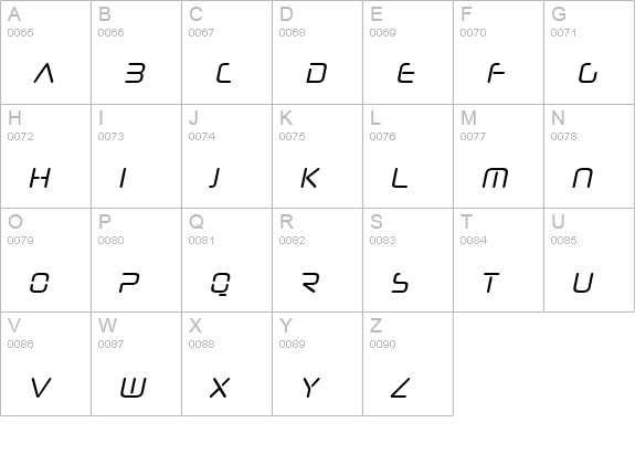 Neuropol Nova Cnd Italic uppercase A-Z preview