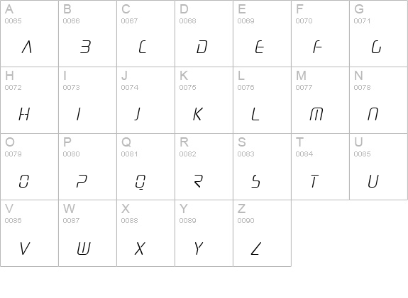 Neuropol Nova Cnd Lite Italic uppercase A-Z preview