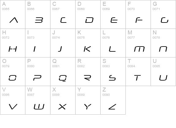 Neuropol Nova Xp Italic uppercase A-Z preview