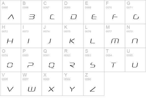 Neuropol Nova Xp Lt Italic uppercase A-Z preview