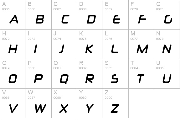Neuropol X Cnd Bold Italic uppercase A-Z preview