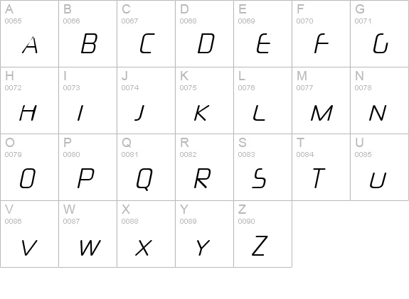 Neuropol X Cnd Lite Italic uppercase A-Z preview