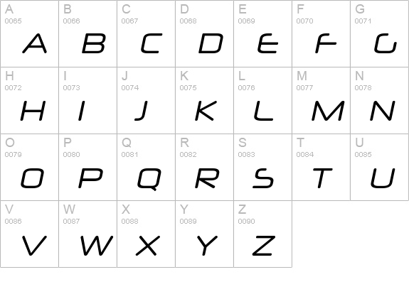 Neuropol X Italic uppercase A-Z preview