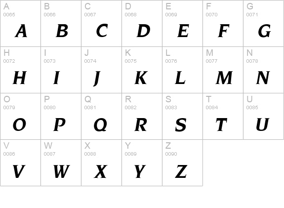 Neuvarese-BoldItalic uppercase A-Z preview