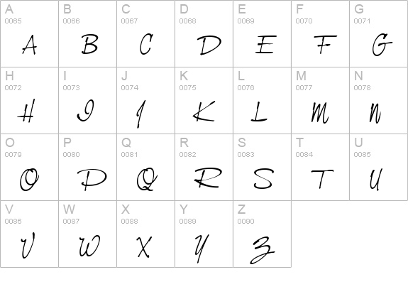 NevilleScript Italic uppercase A-Z preview