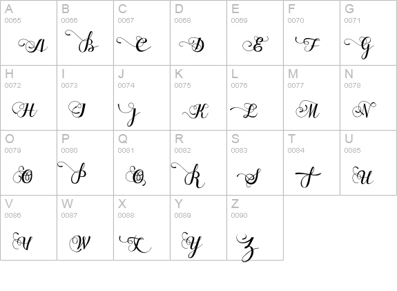 New Allea Script uppercase A-Z preview