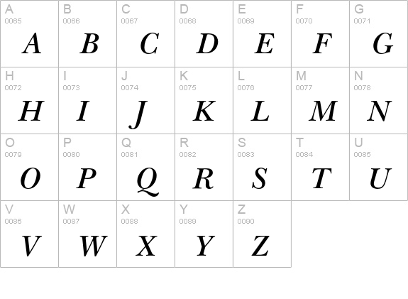 New Baskerville* Semi Bold Italic uppercase A-Z preview