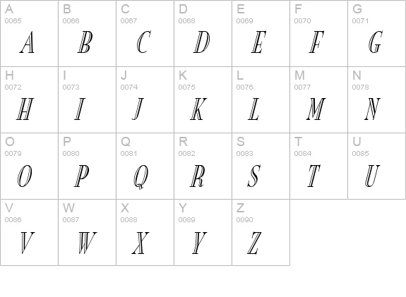 New Eng. Engr. Condensed Italic uppercase A-Z preview