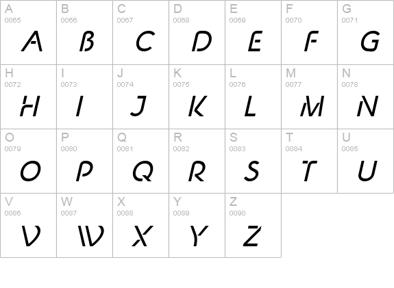 New Shape Oblique uppercase A-Z preview