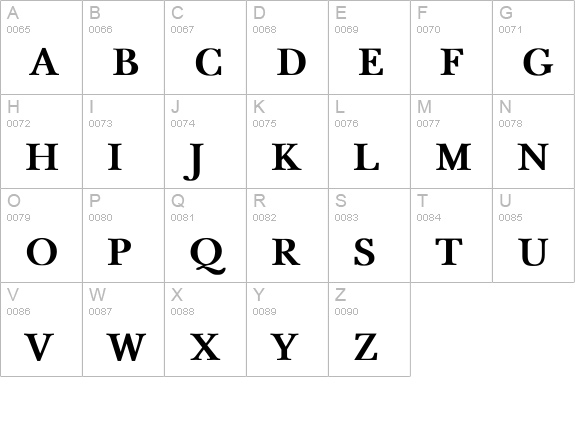 NewBaskerville Bold uppercase A-Z preview