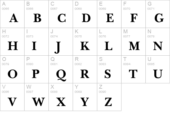 NewBaskervilleBold uppercase A-Z preview