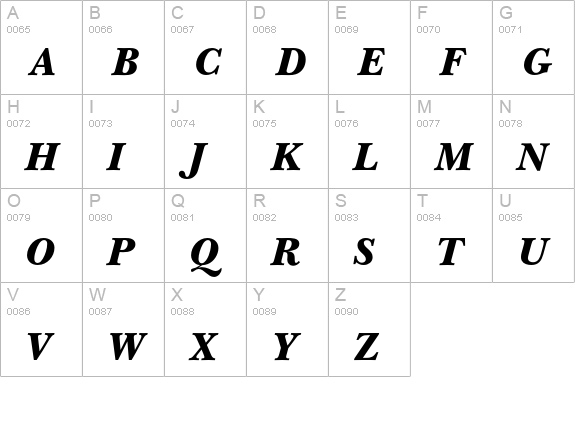 NewBaskervilleEF-BlackItalic uppercase A-Z preview