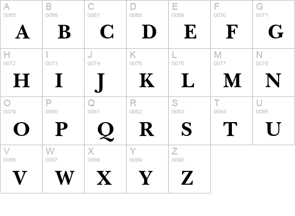 NewBaskervilleEF-Bold uppercase A-Z preview