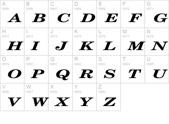 NewCenturySchlbk-BoldItal Ex uppercase A-Z preview