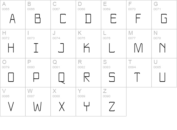 NewNerdishThin uppercase A-Z preview