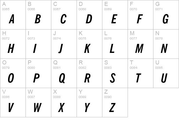 News Gothic Bold Condensed Italic uppercase A-Z preview